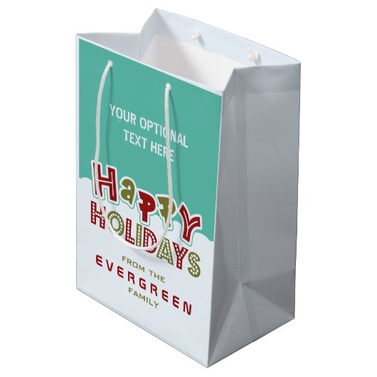 Prettige feestdagen aangepaste tekst geschenkzak medium cadeauzakje (Achterkant Gekanteld)