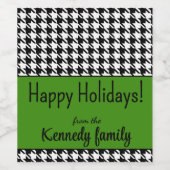 Prettige feestdagen Aangepaste tekst, Groene Hound Wijn Etiket (Enkel label)