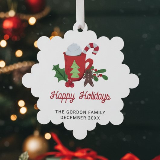 Prettige feestdagen Aangepaste warme cacao chocola Ornament Kaart