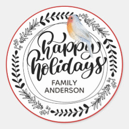 PRETTIGE FEESTDAGEN AANGEPASTE Winter / Kerstmis R Ronde Sticker