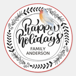 PRETTIGE FEESTDAGEN AANGEPASTE Winter / Kerstmis R Ronde Sticker