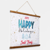 prettige feestdagen aanpassen hangend wandkleed (Gebogen)