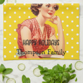 Prettige feestdagen Aantrekkelijke retro Theedoek (Gevouwen)