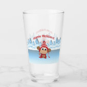 prettige feestdagen aap glas (Voorkant)
