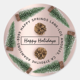 prettige feestdagen Adres Familienaam Adres RSVP R Ronde Sticker