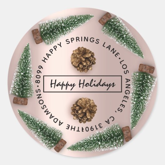 prettige feestdagen Adres Familienaam Adres RSVP R Ronde Sticker (Voorkant)