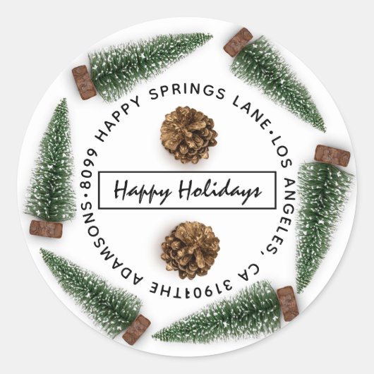 Prettige feestdagen * Adres Familienaam Adres RSVP Ronde Sticker (Voorkant)