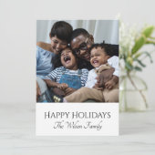 Prettige Feestdagen Afro-Amerikaanse gezinsfoto Feestdagenkaart (Staand voorkant)