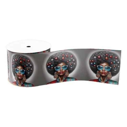 Prettige feestdagen Afro Hair Art Grosgrain Lint (Spoel)