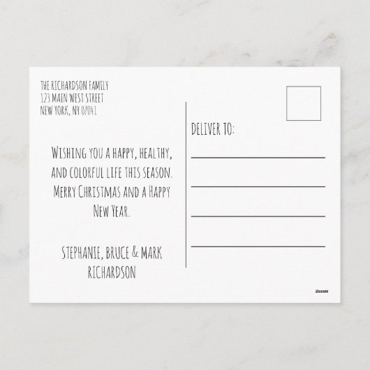 prettige feestdagen afspeeltekst met kleurrijke le (Achterkant)