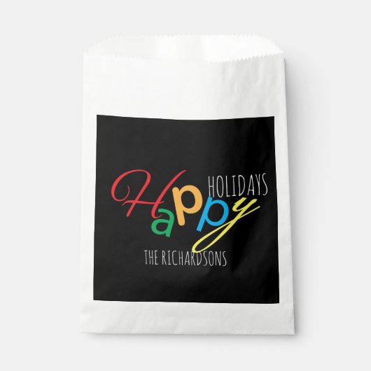 prettige feestdagen afspeeltekst met kleurrijke le bedankzakje (Voorkant)