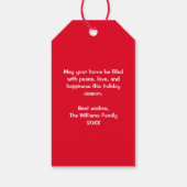 prettige feestdagen Amerikaanse kerstmanfamilie Cadeaulabel (Achterkant)