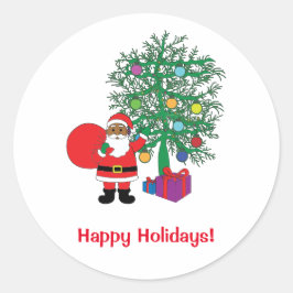prettige feestdagen Amerikaanse kerstmanfamilie Ronde Sticker