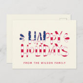 prettige feestdagen - Amerikaanse vlag Typografie  Briefkaart (Voorkant / Achterkant)