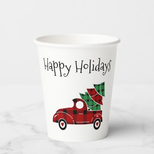 prettige feestdagen Antiek kerstkerst Papieren Bekers (Achterkant)