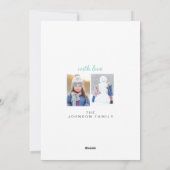 prettige feestdagen Aqua Snowy Minimale Familie Fo Feestdagenkaart (Achterkant)