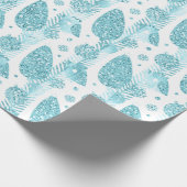 prettige feestdagen Aqua White Glitter-kerstboom Cadeaupapier (Hoek)