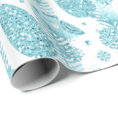 prettige feestdagen Aqua White Glitter-kerstboom Cadeaupapier (Rol Hoek)