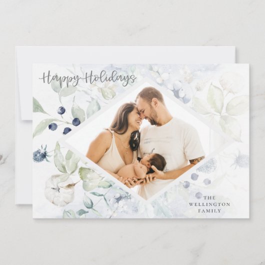 prettige feestdagen Arctic Winter Botanical foto Feestdagenkaart (Voorkant)