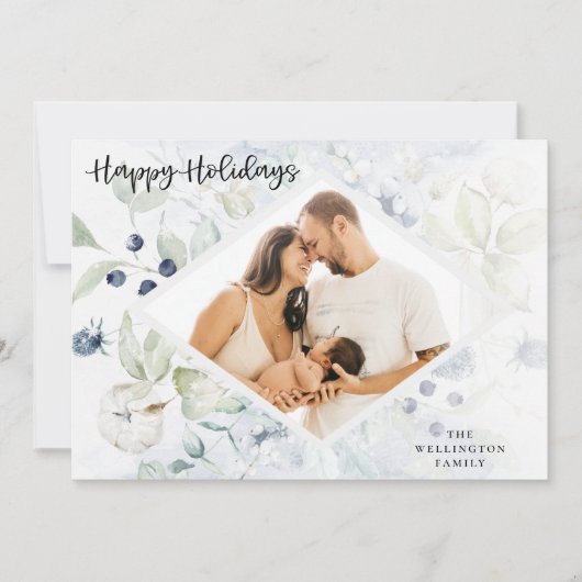 prettige feestdagen Arctic Winter Botanical foto Feestdagenkaart (Voorkant)