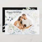 prettige feestdagen Arctic Winter Botanical foto Feestdagenkaart (Voorkant / Achterkant)