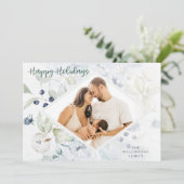 prettige feestdagen Arctic Winter Botanical foto Feestdagenkaart (Staand voorkant)