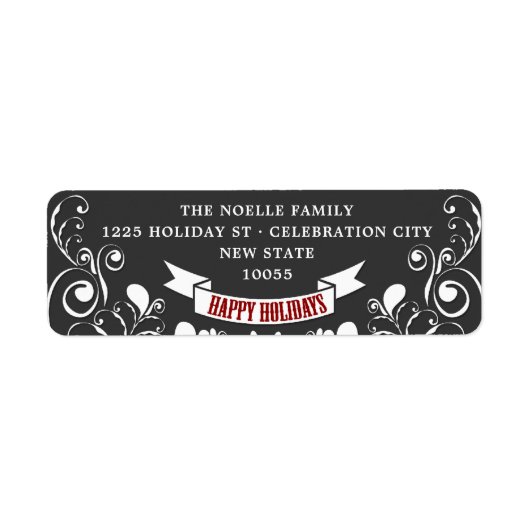 prettige feestdagen Art Nouveau Floral Holiday Adr Etiket (Voorkant)