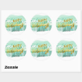 Prettige feestdagen Artsy Groene Waterverf Goud Ronde Sticker (Vel)