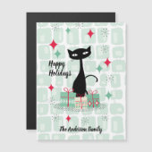 prettige feestdagen, atoomkerstkat-magneetkaart (Voorkant / Achterkant)