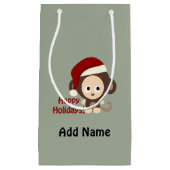 prettige feestdagen! Baby aap Klein Cadeauzakje (Voorkant)