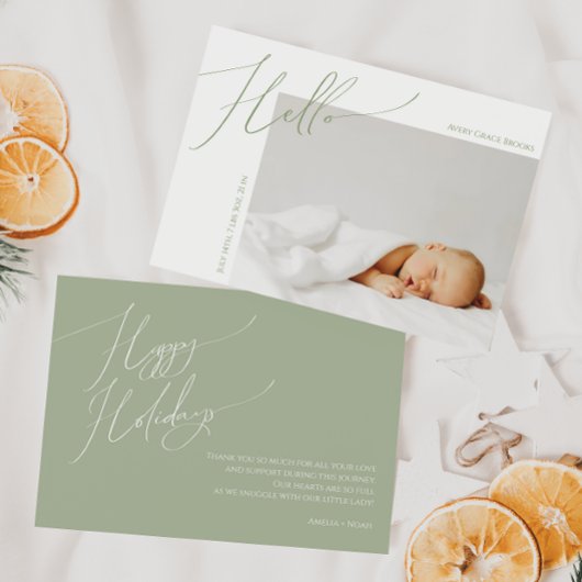 Prettige feestdagen Baby grillige wijze groen dank Aankondiging