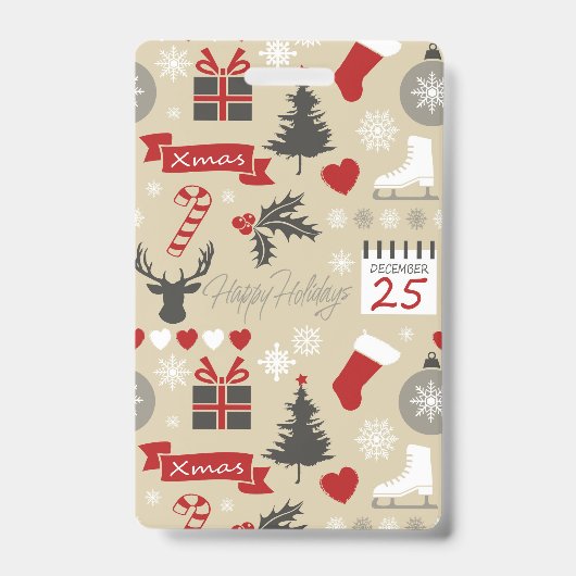 prettige feestdagen badge (Voorzijde)