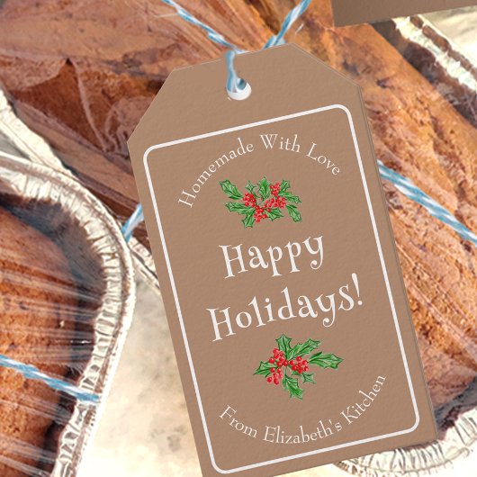 Prettige feestdagen Baking Gift Brown bewerkbaar Cadeaulabel