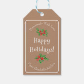 Prettige feestdagen Baking Gift Brown bewerkbaar Cadeaulabel (Voorkant)