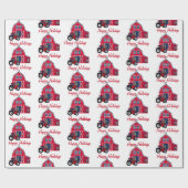 prettige feestdagen Barn en Tractor Cadeaupapier (Vlak)