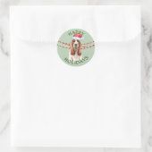 Prettige feestdagen Basset Hound Santa Hat Ronde Sticker (Tas)