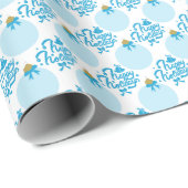 prettige feestdagen Bauble Ornament Blue Cadeaupapier (Rol Hoek)