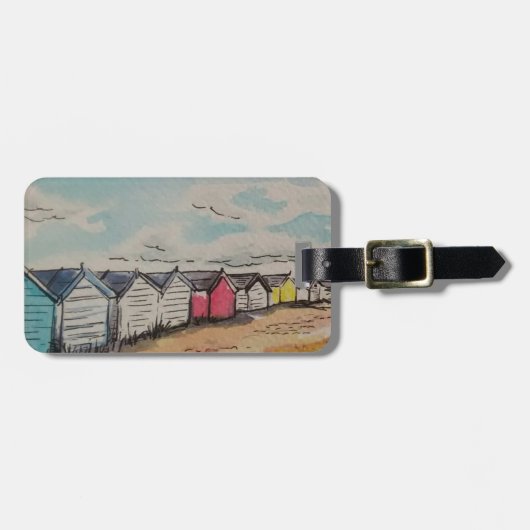 prettige feestdagen Beach Hut Bagagelabel (Voorkant horizontaal)