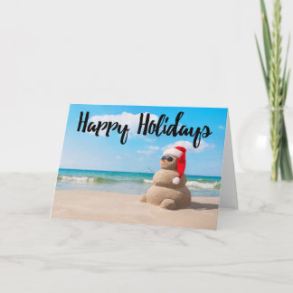 Prettige feestdagen Beach Snowman Sand Wenskaart Kaart