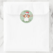 Prettige feestdagen Beagle Santa Hat Ronde Sticker (Tas)