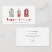 Prettige feestdagen Bedrijfsbedankje Red Visitekaartje (Voorkant / Achterkant)