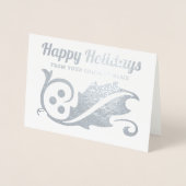 Prettige feestdagen Bedrijfsfoto Christmas Holly Folie Kaarten (Voorkant)