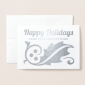 Prettige feestdagen Bedrijfsfoto Christmas Holly Folie Kaarten (Voorkant met envelop)