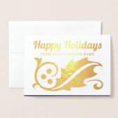 Prettige feestdagen Bedrijfsfoto Christmas Holly N Folie Kaarten (Voorkant met envelop)