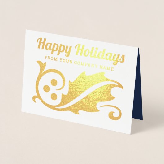 Prettige feestdagen Bedrijfsfoto Christmas Holly N Folie Kaarten (Voorkant)