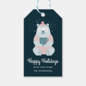 Prettige feestdagen Beer Holding Mok gepersonalise Cadeaulabel (Voorkant)