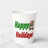 prettige feestdagen Beer kersttypografie Papieren Bekers (Achterkant)