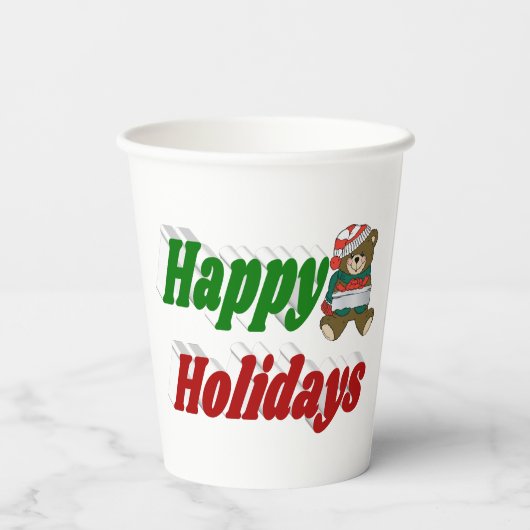 prettige feestdagen Beer kersttypografie Papieren Bekers (Achterkant)
