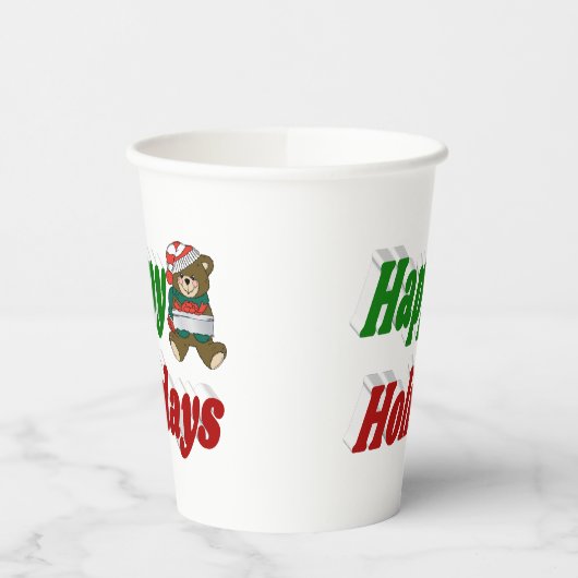 prettige feestdagen Beer kersttypografie Papieren Bekers (Links)