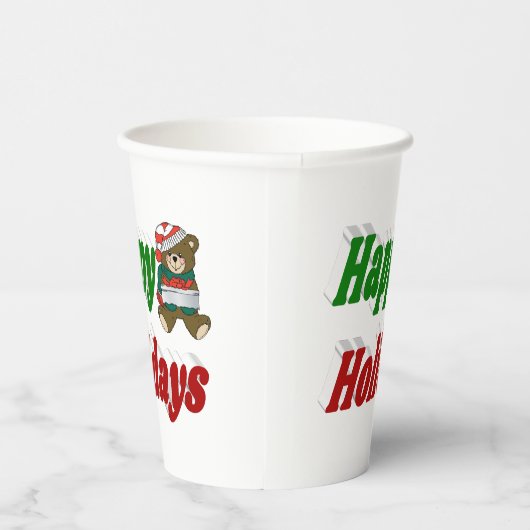 prettige feestdagen Beer kersttypografie Papieren Bekers (Rechts)